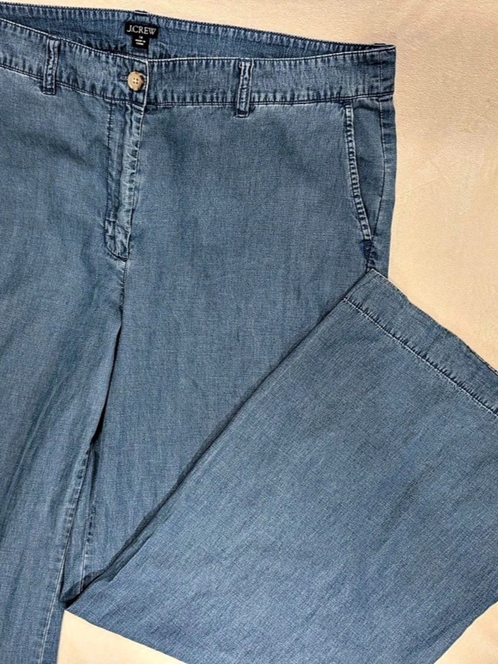 J.Crew Wide Leg Chambray Linen Blend Pants Sz 16 BY747